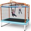 LIFEZEAL Trampolino 3 in 1 per bambini, trampolino con altalena rimovibile e barra posteriore, trampolino da giardino rettangolare per bambini, 190 x 124 x 222 cm, per esterni e interni (giallo)