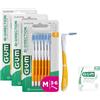 GUM BI-DIRECTION Scovolini interdentali a doppia posizione | Posizionamento a 90 gradi | pulizia dei denti e rimozione della placca | 1.4mm, ISO 4 | Taglia M | Confezione 3x6 + 1 campione 0