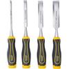 TOUGH MASTER Set di 4 scalpelli per intaglio in legno con bordi smussati e scalpelli, acciaio al carbonio, impugnatura forte, ¼ 6 mm, ½ 13 mm, ¾ 19 mm, 1 25 mm con coperchi a punta lama