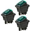 ETOPARS 3 Pezzi 12V 20A Interruttore a Bilanciere per Auto Luminoso a LED Verde Nebbia Interruttore a Levetta Momentaneo Impermeabile Premere Pulsante 6 Pin ON off ON