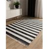 benuta Pop Tappeto cotone Tom - Nero/Crema 60x100 cm - Tessuto a mano per camera da letto, salotto, soggiorno - Riciclato - Adatto al riscaldamento a pavimento