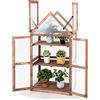 COSTWAY Mini Serra da Giardino in Legno a 3 Livelli, Serra da Giardino con Coperchio Apribile, Ripiani Rimovibili, Serra a Forma di Casetta da Interno ed Esterno, 71 x 41 x 133 cm