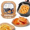 HONYAO 200 Pezzi 16x16 cm Fogli di Carta Forno per Friggitrice ad Aria 2-3,5 L, Antiaderente Usa e Getta Pergamena Liner Accessori per Air Fryer - Quadrato