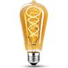HUSTUNG Lampadine LED E27, Dimmerabile Lampadina LED 4W (Equivalente a 40W) ST64 Edison Vintage Lampadina LED E27 Luce Calda 2700K - Ambra, Pacco da 1