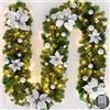 Hutato Ghirlanda Natalizia con Luci,2.7M(9ft) LED Ghirlanda Natalizia per Porta Scale Camino Esterno Decorazioni, Festone Natalizio Rami Natalizi Decorazioni Natalizie per la Casa Interno (Argento)