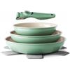 Redchef Set di Padelle con Manico Rimovibile, Padella in Ceramica con Antiaderente in Granito, Adatto All'Induzione, Padella 20, 24, 28 cm, Salvaspazio, Senza Ptfe & Pfoa & Pfas, Verde