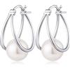 Miaofu Orecchini Perle Goccia Perla Orecchini Argento Oro Bianco, Perle Donna Pendente