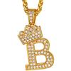 Suplight Collana Donna con lettera B collana donna con corona placcata in oro 18K,ciondolo con corona lettera con catena acciaio inosidabile da 56cm, collana iniziale B collana donna oro