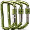 FresKaro Moschettone, Carabina Tappo a Vite, Moschettone Portachiavi, Moschettoni a vite, Lucchetto, 12kN-1224kg, Alluminio, Ultraleggero, Resiliente, per Chiavi, Guinzaglio per Cani, Verde 3Pezzi