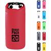 POPOYU 20L Borsa Impermeabile,Rosso Waterproof Zaino Impermeabile Sacco Impermeabile con Tracolla Regolabile,2L/5L/10L/15L/20L/30L Dry Bag per Outdoor Sport Acquatici,Barca, Pesca, Rafting, Nuoto