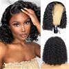 NICMISS Short Bob Wig Human Hair 13x4 Deep Curly Bob Lace Wigs Human Hair Brazilian Virgin HD Transparent Pre Plucked Lace Front Wig 150% Density for Women Natural Colour 8 Inches (20cm)