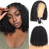 NICMISS Lace Front Wig Human Hair 13x4 Deep Curly Bob Lace Wigs Short Bob Lace Front Wig Brazilian Virgin Human Hair Wig 150% Density Natural HD Transparent Bob Wig for Women Natural Colour 12 inch (30cm)