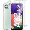 X-Dision Dision [2 Pezzi] Pellicola Salvaschermo Compatibile con Samsung Galaxy A22 5G + [2 Pezzi] Protezione per Obiettivo della Fotocamera [Installazione Semplice,HD Clear] Vetro Temperato