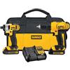 DEWALT DCK240C2 - Trapano avvitatore a batteria e avvitatore a percussione, 20 V, con 2 batterie e caricabatterie