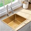 LOYEMAADE Lavello da cucina dorato, in acciaio inox, con scarico, da incasso, 50 x 45 cm