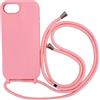 Ququcheng Cover Compatible con iPhone 16e(6.1),Cellulare Girocollo Custodia con Cordino TPU corda Silicone Case Bumper per iPhone 16e(6.1) Custodia-Pink