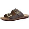 inblu Ciabatte Uomo Sportive con Doppia Fascia e Fibbie Regolabili, con Plantare in Ecopelle Imbottito, Marrone, 44 EU