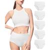 Coswind Mutande Donna Cotone Vita Alta Sexy Push Up Glutei Mutandine Traspirante Elasticizzato Slip Pacco da 5 Bianco 3XL