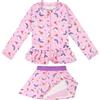 FLYISH DIRECT Costume da Bagno per Bambini e Rashguard Rash-Guard Set, Costume da Bagno Due Pezzi per Bambini e Bambine