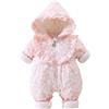 Yoolhamy Pagliaccetto Neonato Invernale Bambino Ragazze Tuta da Neve Inverno Cappotto Spessa Cerniera Antivento con Cappuccio Pile Capispalla (Ruffle Pink, 0-3mesi)