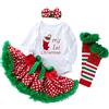 Winmany Neonate Pagliaccetto di Natale Tutu Vestito Fascia Scaldamuscoli Scarpe Set (Verde, 3-6 Mesi)