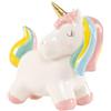 BLUECHOLON Salvadanaio decorativo unicorno in ceramica con coperchio, 16 x 8 x 14,5 cm, motivo per bambini con corno dorato.