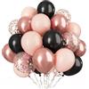 UDRKFOPK Palloncini neri e in oro rosa, 60 pezzi, 30 cm, palloncini in lattice per feste di compleanno, palloncini in elio adatti per decorazioni di compleanno, decorazioni per feste, feste per neonati e