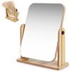 UWOBEFO Specchio da Tavolo per Trucco Specchio Trucco da Tavolo Specchio da Scrivania Specchio Portatile 360° Rotabile Specchio Trucco in Legno Specchio da Trucco per Bagno,Ufficio, Camera da Letto