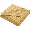 Hayisugal Copriletto in 100% cotone a nido d'ape, soffice coperta estiva, effetto waffle, ariosa, in cotone, come letto, divano, coperta, giallo, 200 x 230 cm