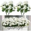 Laelfe Gerani Finti da Esterno, Fiori Finti Artificiali Geranio per Esterno Balcone Patio Cimitero Sospensione di Fioriere Decorazione per Tavolo (Bianco-2 Pcs)