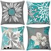 Hnmdmyi Federa per cuscino turchese 50x50 cm, set da 4 pezzi, motivo floreale, moderna, boho lino, per divano, letto, giardino, attività all'aperto