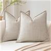 Artscope 2 Pezzi Lino Copricuscini Morbido Decorativo Federe per Cuscini in Finto Lino per Domestica Soggiorno Camera da Letto Divano 60x60cm, Beige Scuro