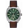 FOSSIL Orologio New Machine da uomo, movimento cronografo al quarzo da 44 mm con cinturino in acciaio inossidabile o in pelle, 44 mm, Marrone chiaro e verde