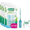 GUM SOFT-PICKS MINTY Scovolini in gomma al fresco sapore di menta | Pulizia dei denti e rimozione della placca | Misura S | Multipack 3x40 (con 1 campione omaggio)