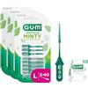 GUM SOFT-PICKS MINTY Scovolini in gomma al fresco sapore di menta | Pulizia dei denti e rimozione della placca | Misura L | Multipack 3x40 (con 1 campione omaggio)