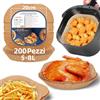 HONYAO 200 Pezzi di Carta Forno per Friggitrice ad Aria XXL 5-8 L, 20x20 cm Usa e Getta Carta Pergamena, Impermeabile Antiolio Accessori per Air Fryer - Quadrato