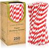 Lives on Green Cannucce di carta a righe rosse da 19,7 cm per bere, diametro 0,6 cm - 100% biodegradabili e compostabili, 250 pezzi