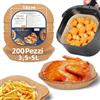 HONYAO 200 Pezzi 18x18 cm Fogli di Carta Forno per Friggitrice ad Aria 3,5-5 L, Antiaderente Usa e Getta Carta Pergamena, Impermeabile Antiolio Accessori per Air Fryer - Quadrato