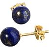 NKlaus coppia di orecchini a pallina in vero lapislazzuli 6mm in oro giallo 333 8 carati 7944