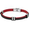 Lotus - LS1829-2/3: Bracciale da uomo in pelle e acciaio - rosso e nero, 22 cm, Pelle, senza pietra