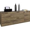 Composad | Cassettiera della Linea DAVINCI BRERA con 2 Ante, 2 Cassetti e Serratura, Mobile Archivio, (LxAxP) 187,4x73x44,2 cm, Noce Brera e Nero Chalet, per Studio, Ufficio, Made in Italy
