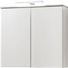 Composad | Specchiera della Linea GALAVERNA con 2 Ante e Illuminazione, Specchiera Pensile, Pensile Bagno, (LxAxP) 70x65x21,50 cm, Colore Cemento e Bianco laccato, Made in Italy