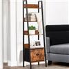 FurnitureR Scaffale portaoggetti per soggiorno, scaffale scala a 5 livelli, altezza 110 cm, libreria industriale, scaffali espositivi per il soggiorno, con cassetti in tessuto non tessuto, 42 x 29 x