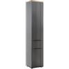 Composad | Mobile Colonna Bagno della Linea MUNDI con 2 Ante e 1 Cassetto, Armadietto Bagno, Multiuso, (LxAxP) 39,6x192,3x35 cm, Grigio Titanio Laccato e Rovere Mielato, Made in italy
