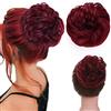 MY-LADY Hair Extension Clip Chignon Capelli Extension Elastico Finti Hair Bun Updo Ponytail Scrunchie Parrucchino Capelli Ricci Mossi Posticci 40g Rosso Borgogna