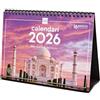 Finocam - Calendario da tavolo 2026 Mese Vista Gennaio - Dicembre 2026 + Sep.- Dic. 2025 (4 mesi) ridotti | Calendario 2026 | Immagini meraviglie del mondo - Catalano