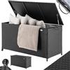 BAKAJI Baule Portaoggetti da Giardino in Polyrattan 420 Litri, Box da Esterno Impermeabile Resistente ai Raggi Uv, Cassapanca XXL con Ruote per Trasporto e Maniglia, 121 x 55 x 60 cm (Nero)