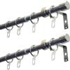 GARDINIA Set di 2 bastoni per tende Cap, 1 binario, Ø 19/16 mm, asta per tende, estensibile su entrambi i lati, 120-190 cm o 180-310 cm, effetto acciaio inossidabile