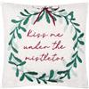furn. Federa per cuscino Mistletoe Wreath - Copricuscino natalizio con ricami in bouclé e retro in velluto (multicolore - 45x45cm)