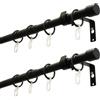 GARDINIA Set di 2 bastoni per tende Cap, 1 binario, Ø 19/16 mm, asta per tende, estensibile su entrambi i lati, 120-190 cm o 180-310 cm, nero opaco